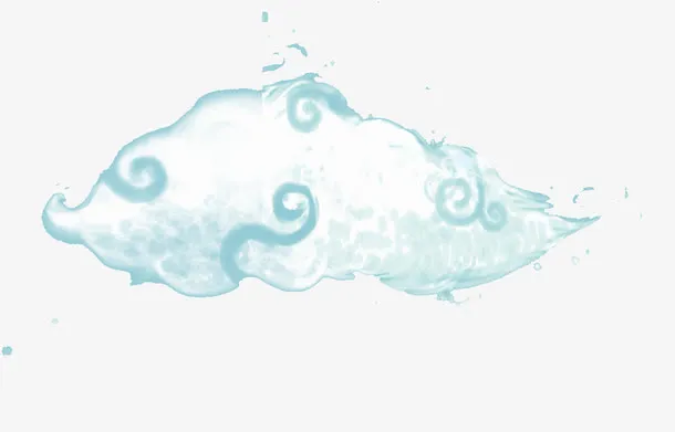 手绘蓝色传统云纹花纹免抠