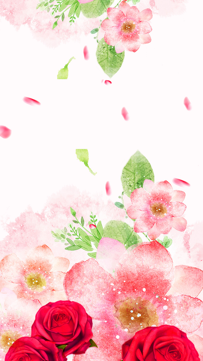 手绘玫瑰桃花H5背景素材高清