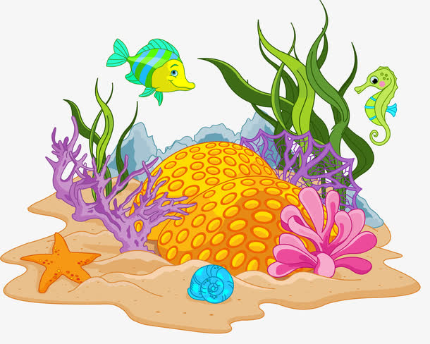 卡通深海植物和鱼免抠免抠