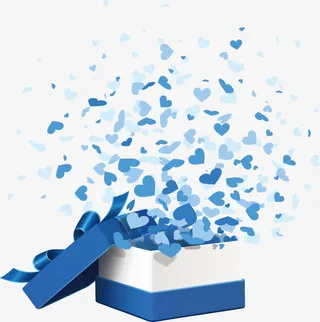 蓝色礼盒爱心矢量素材免抠