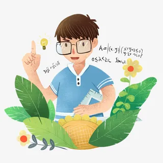 手绘可爱数学老师免抠手绘/卡通卡通元素