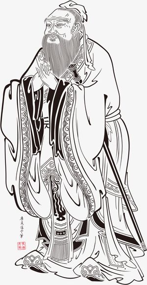孔子线描素材矢量下载免抠手绘/卡通手绘元素