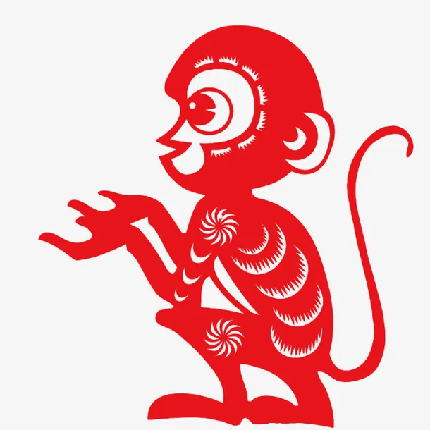 猴子剪纸素材海报免抠