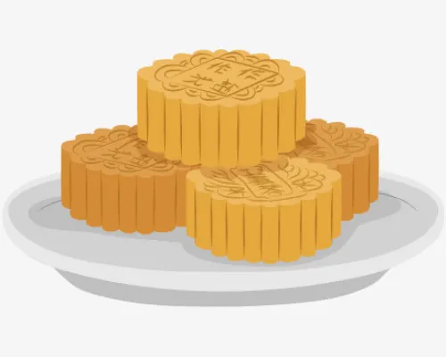 盘子装着的月饼免抠