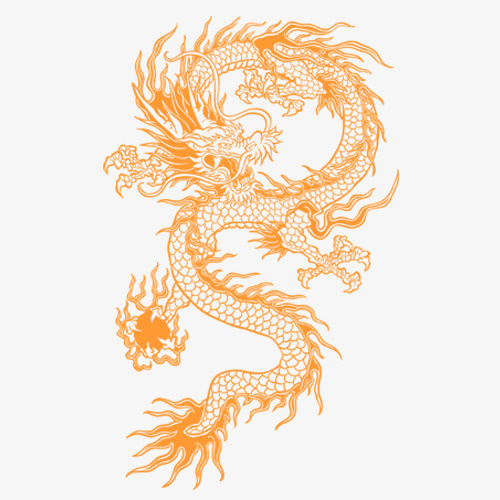 橘色线性装设计龙设计图免抠