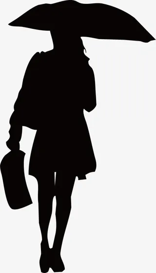 雨中提包行人免抠