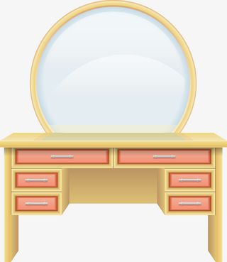 黄色卡通木质化妆柜免抠