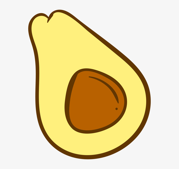 手绘卡通半个牛油果免抠