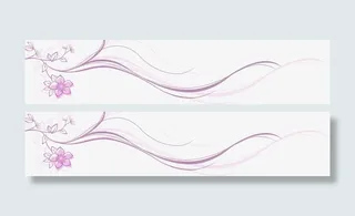 紫色梦幻手绘线条花朵免抠