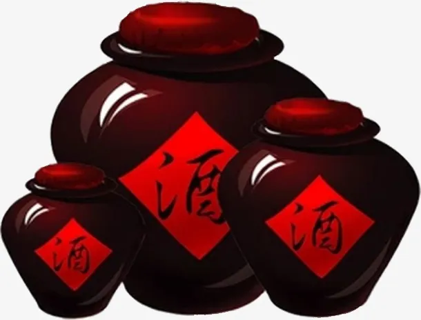 中国风手绘白酒坛子免抠