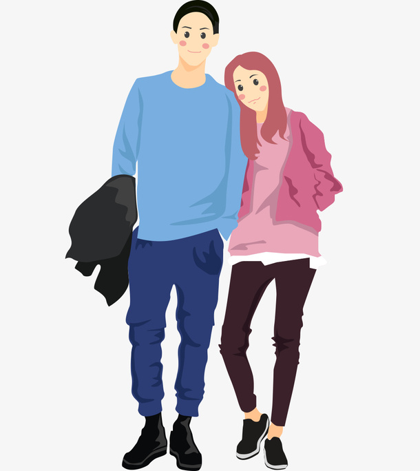 手绘可爱人物插图卡通情侣免抠