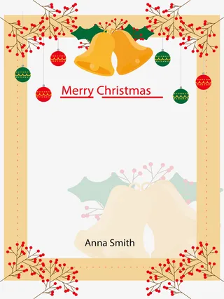 铃铛树枝圣诞边框免抠