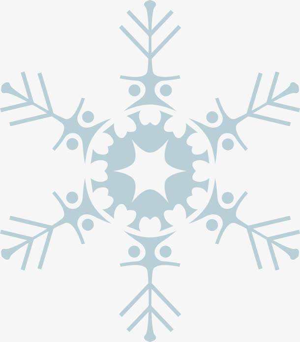 蓝色线条雪花免抠