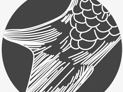 手绘黑板烤鱼店装饰壁纸图案免抠