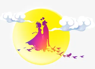 七夕鹊桥会装饰图案免抠