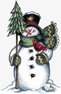 手绘文艺范雪人免抠