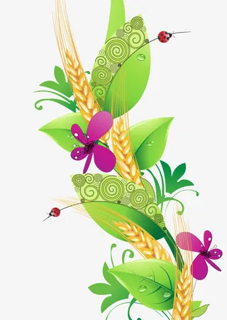 矢量绿叶边框免抠