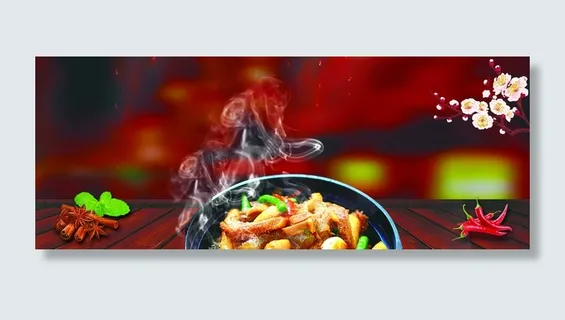 美食红色矢量餐饮火锅海报banner高清
