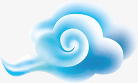 蓝色卡通手绘祥云花纹免抠