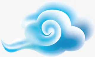 蓝色卡通手绘祥云花纹免抠