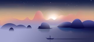 卡通夕阳背景banner高清