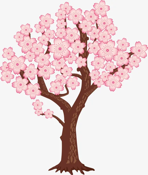 春暖花开桃花大树免抠
