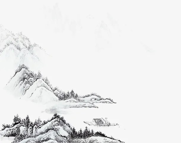 水墨系列山水画免抠
