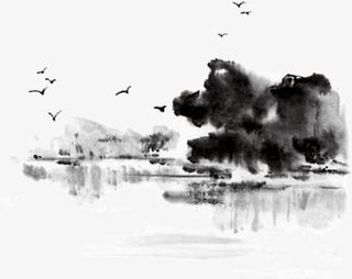 泼墨山水画免抠