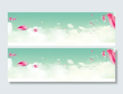 春季花瓣云层banner海报高清