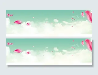 春季花瓣云层banner海报高清