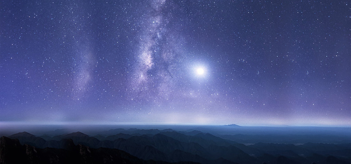 星空夜景山川天空背景图高清