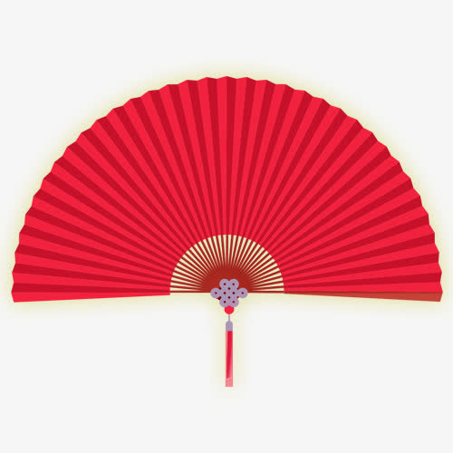 红色纸折扇免抠