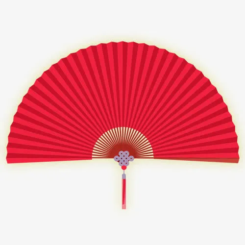 红色纸折扇免抠