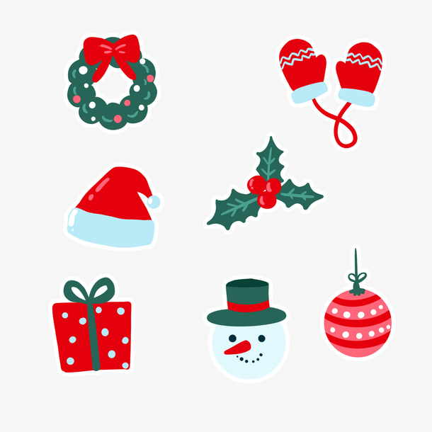 可爱扁平圣诞图标免抠