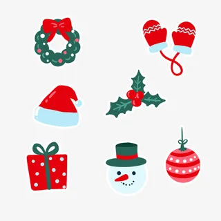 可爱扁平圣诞图标免抠