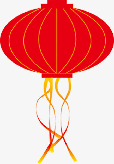 手绘红色灯笼结婚卡片免抠