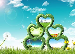 爱心全家福蓝天白云海报背景素材高清