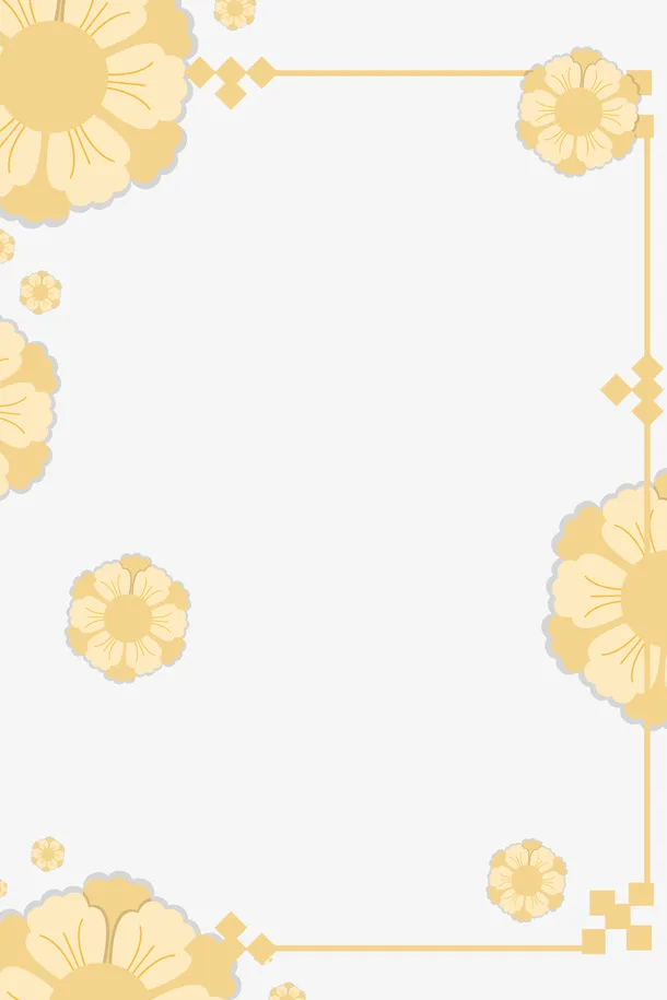 红色中国风花朵框架免抠