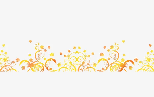 金黄色花纹边框免抠