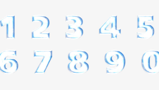 蓝色冰块阿拉伯数字周年PNG免抠