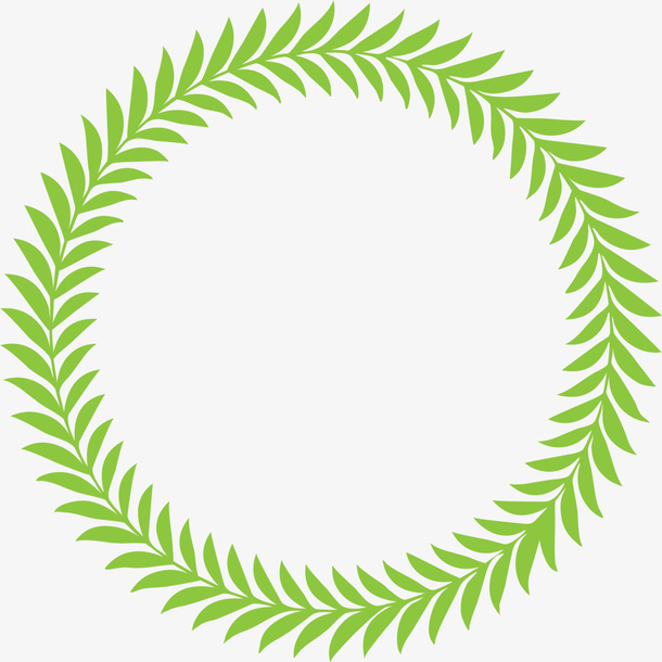 绿色春季植物草环免抠