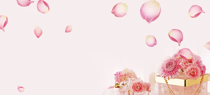 粉色花瓣简约banner背景高清