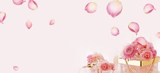 粉色花瓣简约banner背景高清