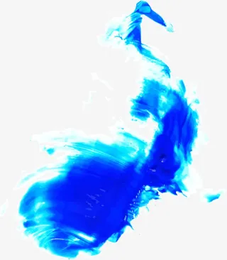 混色蓝色水彩免抠