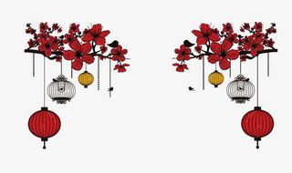 平安春运梅花灯笼免抠