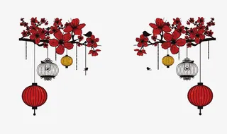 平安春运梅花灯笼免抠