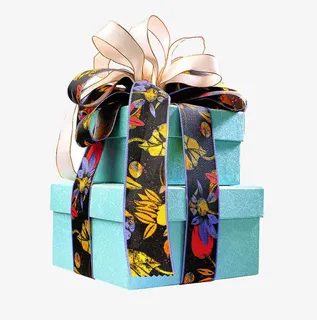 蓝色礼品盒免抠