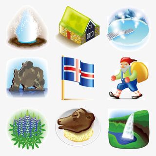 各国国旗与国家特色图标矢量素材免抠