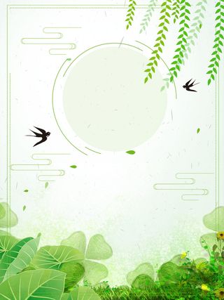 约惠春天柳树燕子促销海报高清