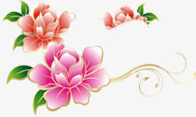 粉色牡丹手绘七夕情人节免抠
